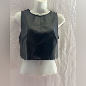 Sleek Black Faux Leather Tank Top
